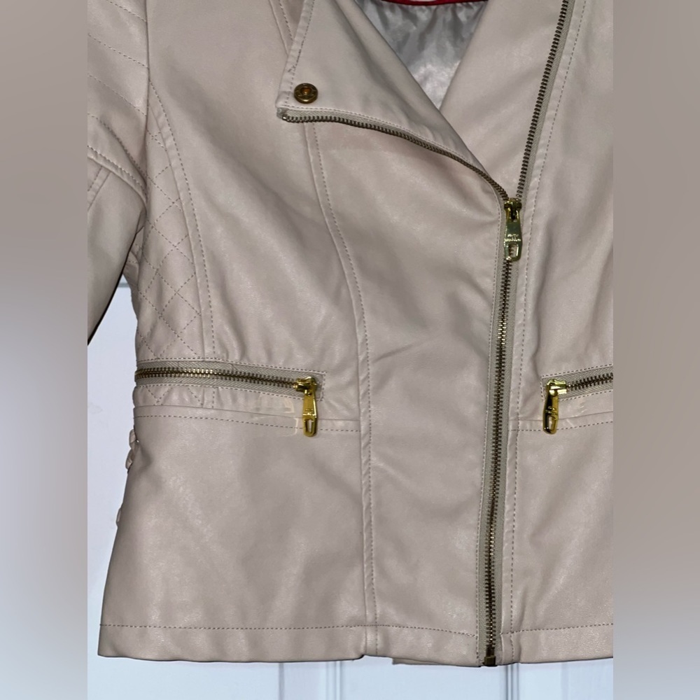 STEVE MADDEN leather jacket stylish light pink jacket medium. Zippers. Cute - Picture 11 of 16